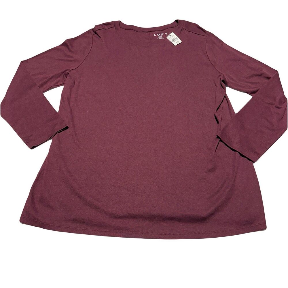 LOFT Women’s Long Sleeve Tee Shirt Top Plus Size 24 / 26  Burgundy Plum NWT